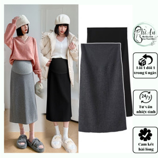 Chân váy bầu len tăm Ki An dày dặn ấm áp vô cùng. Chân váy bầu công sở mùa đông mặc đi làm đi chơi đều được