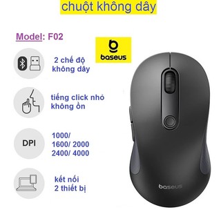 Chuôt không dây kết nối Bluetooth Baseus F02 thiết kế công thái học chống ồn 4000DPi kết nối 2 thiếi bị