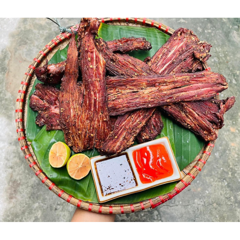 Thịt Lợn Gác Bếp chuẩn vi Tây Bắc làm từ Lợn bản đen Kèm chẩm chéo ướt Ăn ngay ko cần chế biến Thịt Lợn sấy