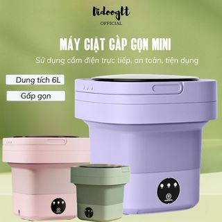 Máy giặt mini, máy giặt gấp gọn khử khuẩn bằng ánh sáng xanh dung tích 6L - giặt đồ lót, đồ em bé ( didooglt )