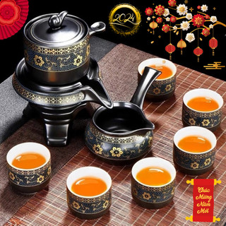 Bộ ấm chén uống trà cối xay cao cấp quà tặng, ấm chè tết, văn phòng