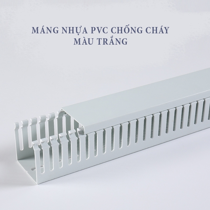 Máng nhựa chống cháy PVC đi dây điện màu trắng