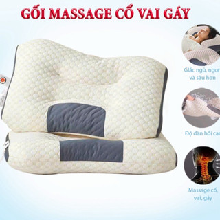 Gối Ngủ Chống Đau Cổ Vai Gáy Dệt Kim Lõi Bông Xơ Cao Cấp - Hàng Nhập Khẩu