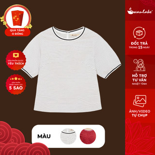 SWANLAKE | Áo Trung Niên Kiểu Cổ Tay Bo Thun Vải Cotton Sọc - A11075LW01