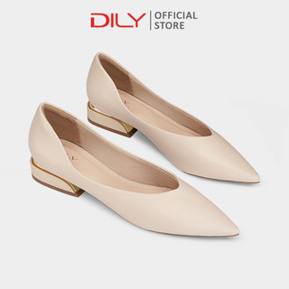 Giày búp bê nữ DILY mũi nhọn quai hậu êm chân, giày bít mũi gót vuông độc đáo sang trọng cao 2.5cm AA0470