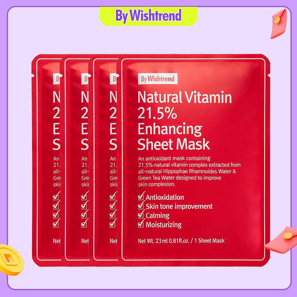 Combo 3 By Wishtrend Mặt Nạ Giấy Natural Vitamin 21.5% Enhancing Sheet Mask 23ml