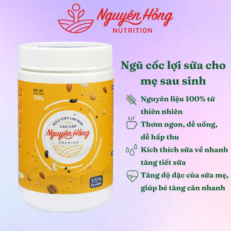 Ngũ cốc lợi sữa Nguyên Hồng hộp 500 Gram – Bột ngũ cốc lợi sữa cho mẹ sau sinh từ 16 loại hạt tự nhiên cao cấp