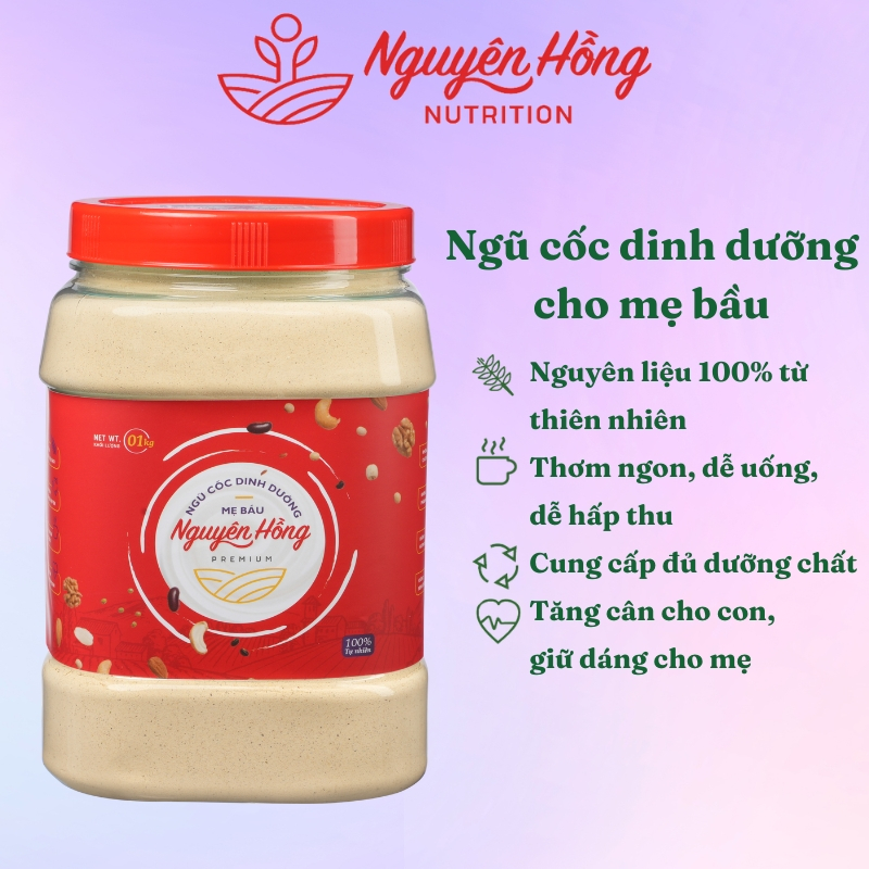 Ngũ cốc dinh dưỡng cho mẹ bầu Nguyên Hồng hộp 01 Kg – Bột ngũ cốc cho bà bầu từ 15 loại hạt tự nhiên cao cấp