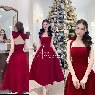 Đầm Váy Nhung Cúp Ngực Thiết Kế Nơ Sau Cực Xinh - Đầm Dự Tiệc Sang Trọng Trẻ Trung