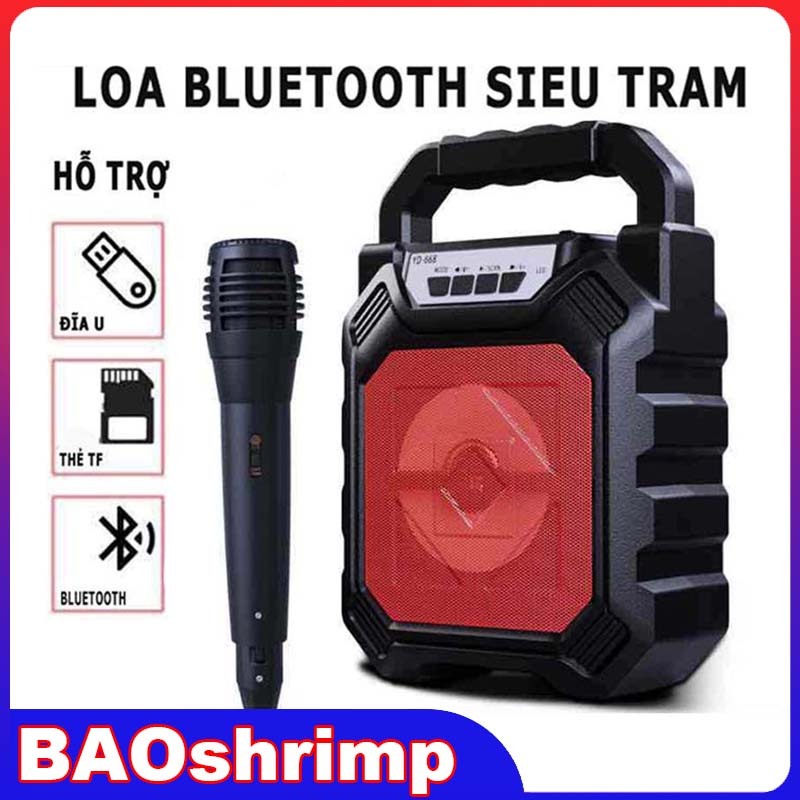 Loa Bluetooth Không Dây Có Microphone, Loa Karaoke Mini Tại Nhà Loa Micro Cầm Tay Kết Nối Bluetooth 5.0 Chất Lượng Âm Th