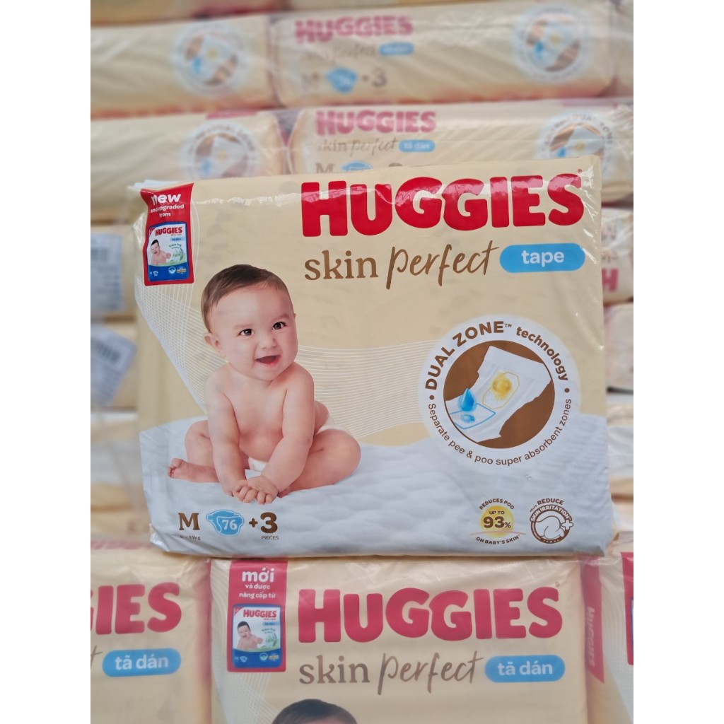 Tã/bỉm dán Huggies skin perfect M76+3  mẫu mới nâng cấp