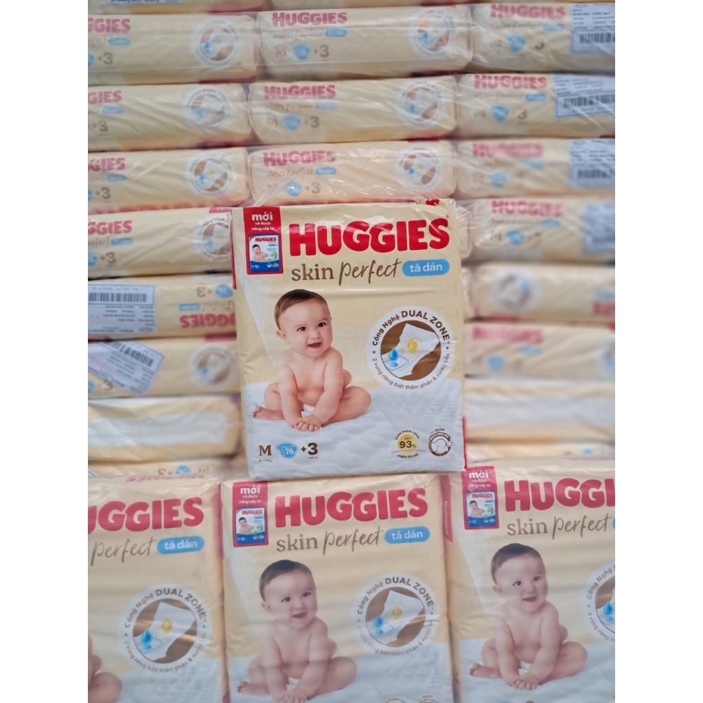 Tã/bỉm dán Huggies skin perfect M76+3  mẫu mới nâng cấp