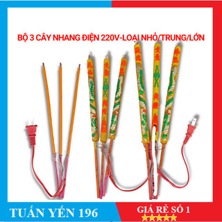 Bộ 3 cây nhang điện nhỏ - trung - lớn 220v