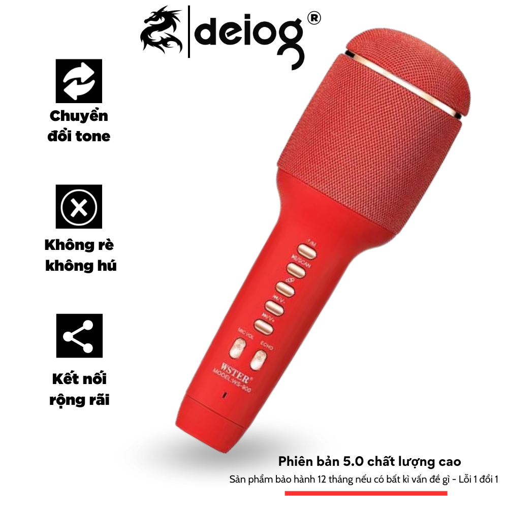 Micro Karaoke Bluetooth Mini WS-900 Chính Hãng Hát Cực Hay Kèm Loa Bluetooth Không Dây Tại Nhà Dễ Dùng