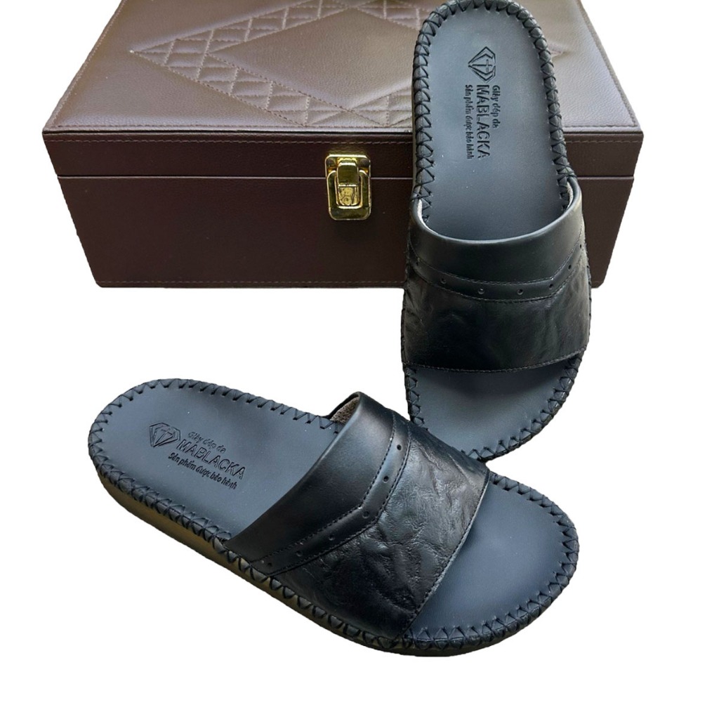 Dép nam quai ngang đẹp, đế cao su đúc nguyên khối cao 3cm, đi mưa thoải mái - D304