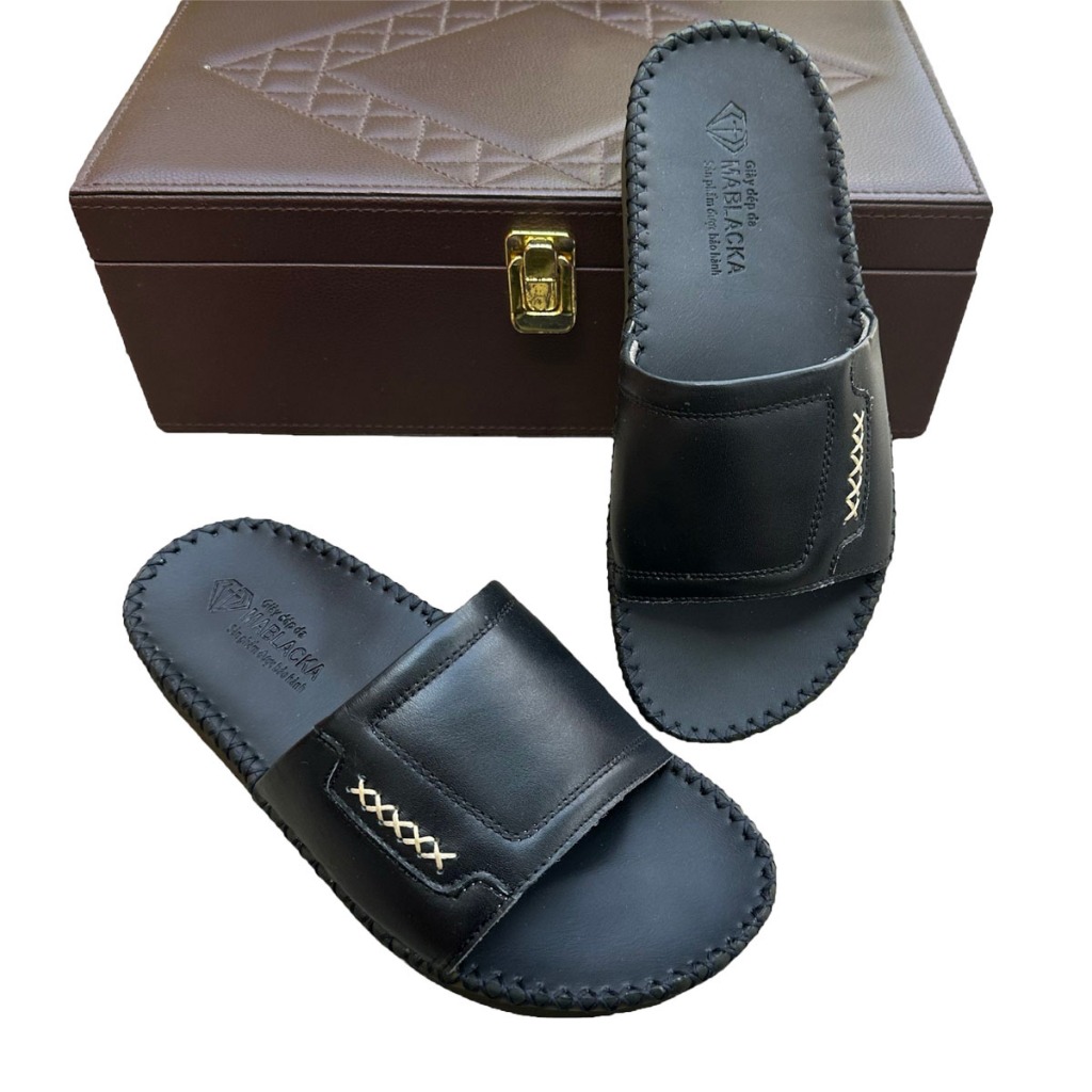 Dép nam quai ngang đẹp, đế cao su đúc nguyên khối cao 3cm, đi mưa thoải mái - D304