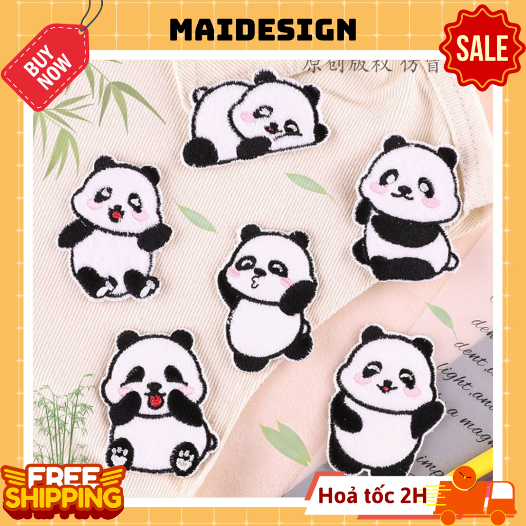 Miếng vá dán quần áo rách, hình dán áo bị rách Hình Gấu Trúc Panda Fubao Panda Aibao Songbao Dễ Thương Maidesign