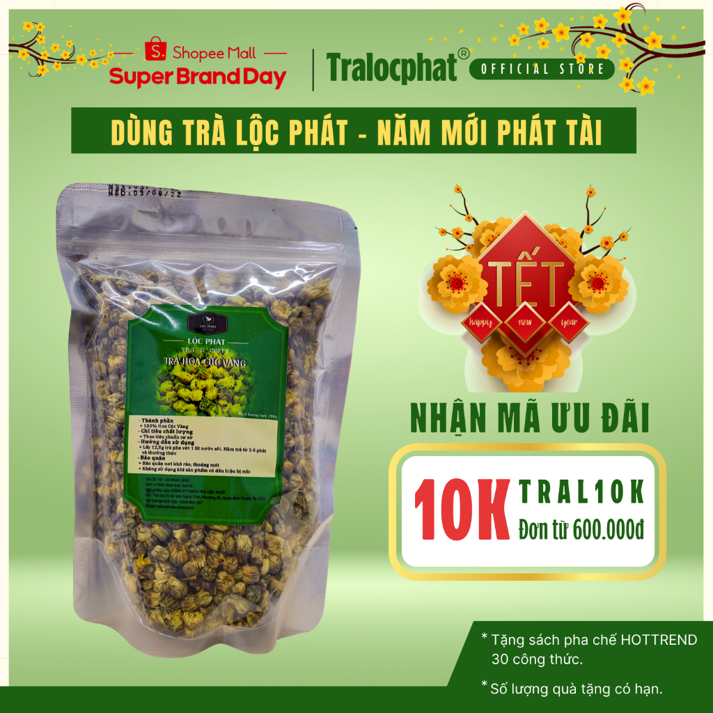 Trà Hoa Cúc Vàng Lộc Phát - 0.2 KG - Nguyên Liệu Dùng Để Pha Chế Đồ Uống (Trà Lộc Phát)