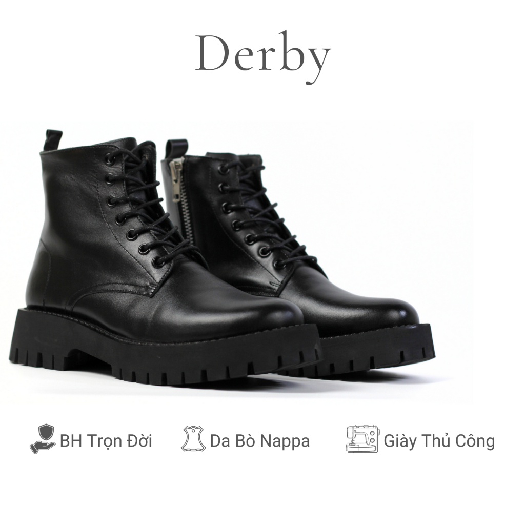 Giày nam nữ Chunky Combat Boots da khóa kéo thời trang An shoemaker da si cao cấp bảo hành chọn đời