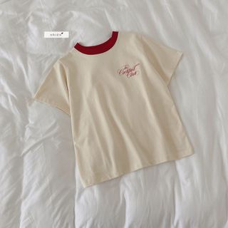 Áo thun nữ form suông -  áo thun cổ tròn phối màu tay ngắn in chữ chất liệu cotton thoáng mát nhiennhienvintage BT242