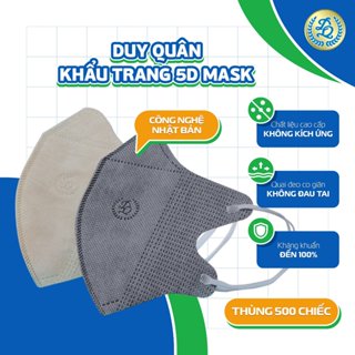 Thùng 500 chiếc khẩu trang 5D Mask người lớn Duy Quân Chính Hãng kháng