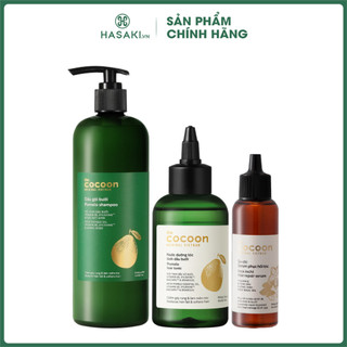 Combo cocoon dầu gội bưởi 500ml + nước dưỡng tóc bưởi 140ml + serum dưỡng tóc sachi 70ml hasaki sản phẩm chính hãng