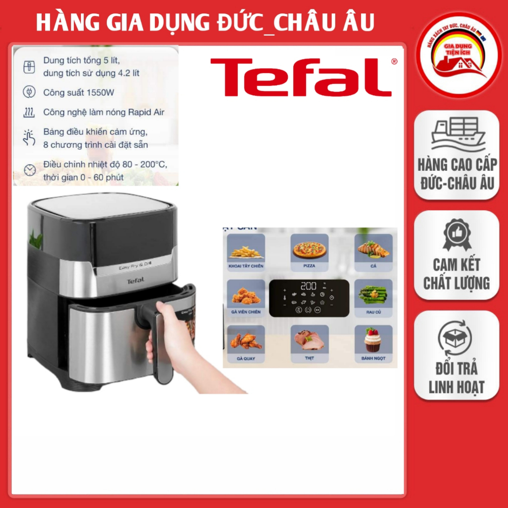 Nồi chiên không dầu Tefal 2in1 Easy Fry & Grill Precision EY505D15 4.2L - Nhập Pháp