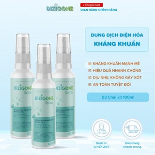 [Bộ 3] Xịt kháng khuẩn DIZIGONE chăm sóc tổn thương lành nhanh, không đau xót, tái tạo da, ngăn ngừa sẹo (3 chai 100ml)