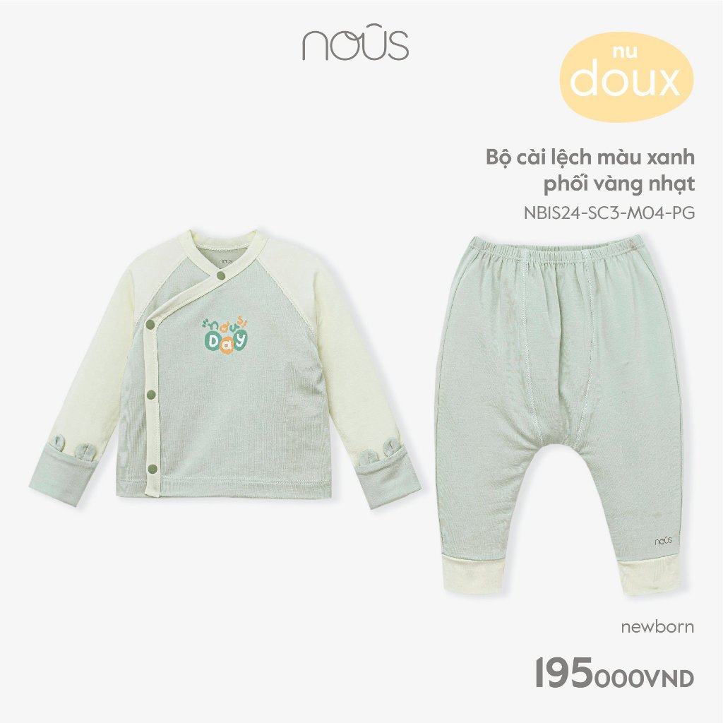 Bộ quần áo sơ sinh cài lệch newborn Nous