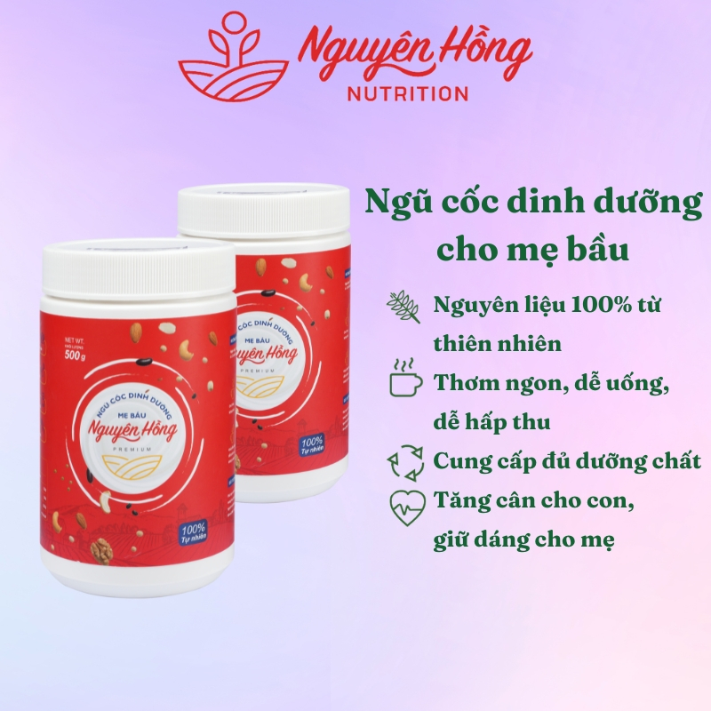 Ngũ cốc dinh dưỡng cho mẹ bầu Nguyên Hồng Combo 2 hộp 500 Gram – Bột ngũ cốc cho bà bầu từ 15 loại hạt tự nhiên cao cấp