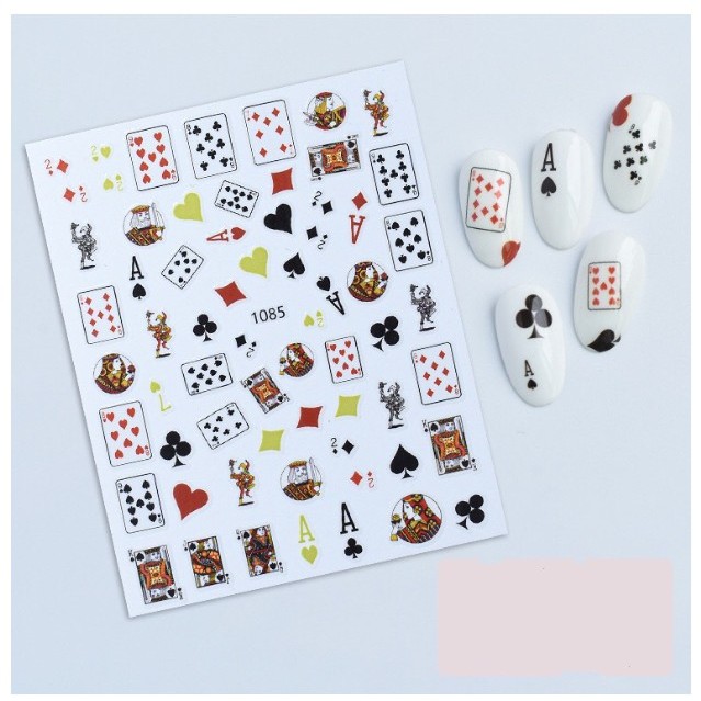 sticker lá bài trang trí móng mã mới a