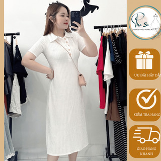 Đầm Sơ Mi Xoè Chất Xốp Sóng Mềm Co Giãn