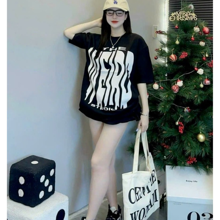 Áo thun nữ tay lỡ form rộng chất cotton su in chữ THE phong cách Hàn Quốc CAMASTORE M1245