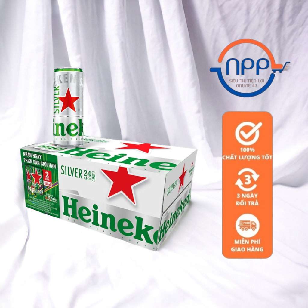 [1 thùng] Bia Heineken bạc lon 330ml