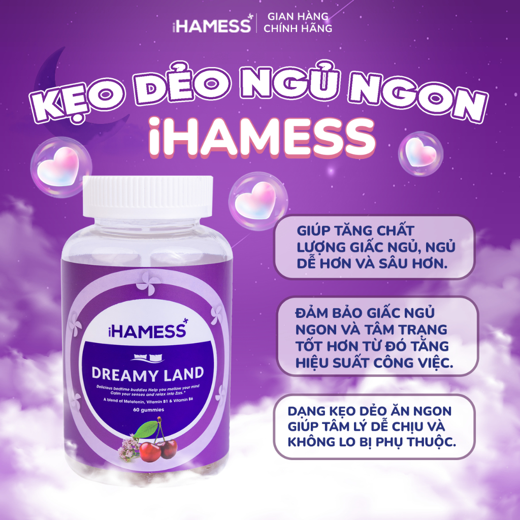 Kẹo dẻo ngủ ngon iHamess, Hỗ trợ tăng cường chất lượng giấc ngủ, Dễ ngủ hơn