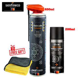 Xịt dưỡng sên bôi trơn sên xích senfineco 9924, dưỡng sên chain lube professional 9941 200ml - 650ml tặng khăn