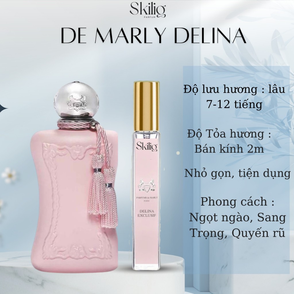 Nước Hoa Nữ Chính Hãng Skilig Perfume 𝖣𝖤𝖫𝖨𝖭𝖠 𝖤𝖷𝖢𝖫𝖴𝖲𝖨𝖥 10ml Thơm Lâu Ngọt ngào, Sang Trọng, Quyến rũ