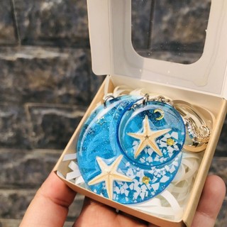 Móc Khóa cặp đôi sao biển thật (thêm tên theo yêu cầu) handmade keychain DIY quà lưu niệm Lilande