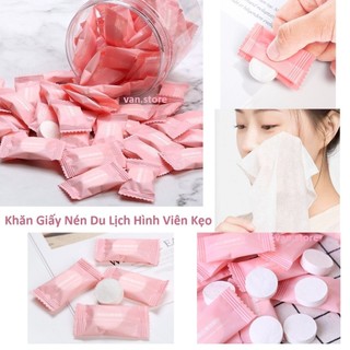 Combo 10 khăn giấy nén hình viên kẹo du lịch tiện lợi - khăn giấy ướt