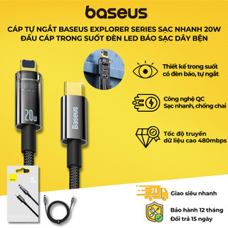 Cáp Sạc nhanh Tự Ngắt Baseus Explorer Series Auto Power-Off Fast Charging Data Cable sạc nhanh 20w sạc nhanh