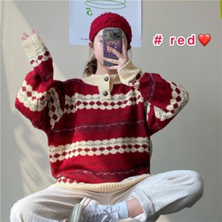 Áo len polo thổ cẩm đỏ trắng