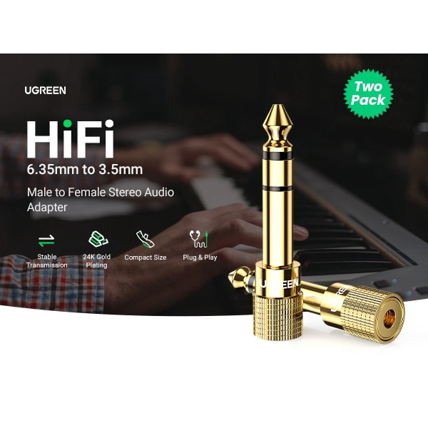 Đầu Jack Chuyển 6.5mm Sang 3.5mm UGREEN  I Đầu Jack Chuyển 3.5mm Sang 6.5mm , cao cấp.