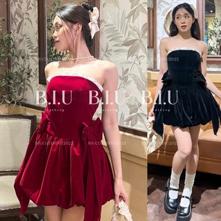Đầm ống dáng bí viền ren đính nơ cực xinh bồng bềnh Doll Dress Biu Clothing BB0232