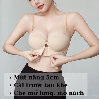 Áo lót Không Dây Cài Trước Mút 5CM, Áo Nâng Ngực Độn To Tròn, Không Lộ Viền Chất Su Cao Cấp Chống Tuột A72