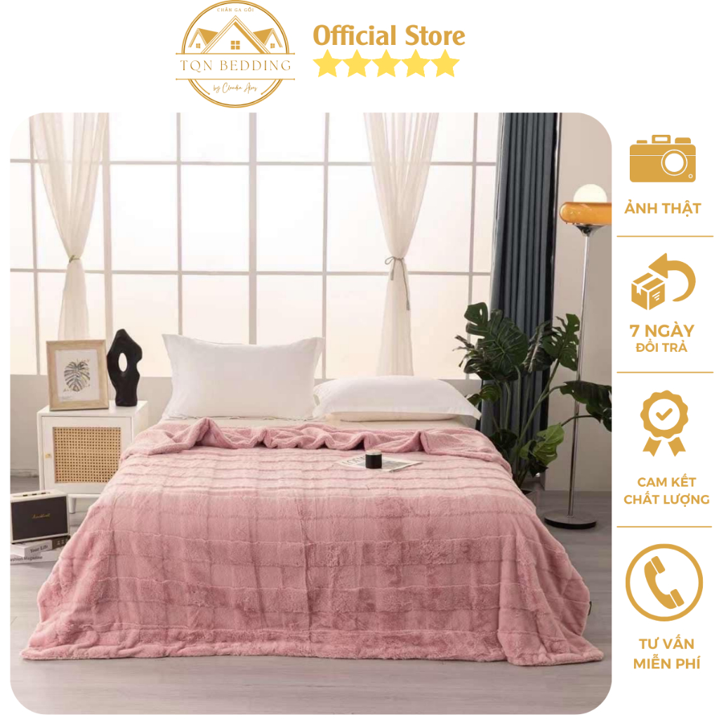 Chăn lông hồ ly đơn sắc hàng nhập khẩu cao cấp loại 1, chăn lông cừu siêu mềm mịn không rụng lông kích thước 2mx2m3