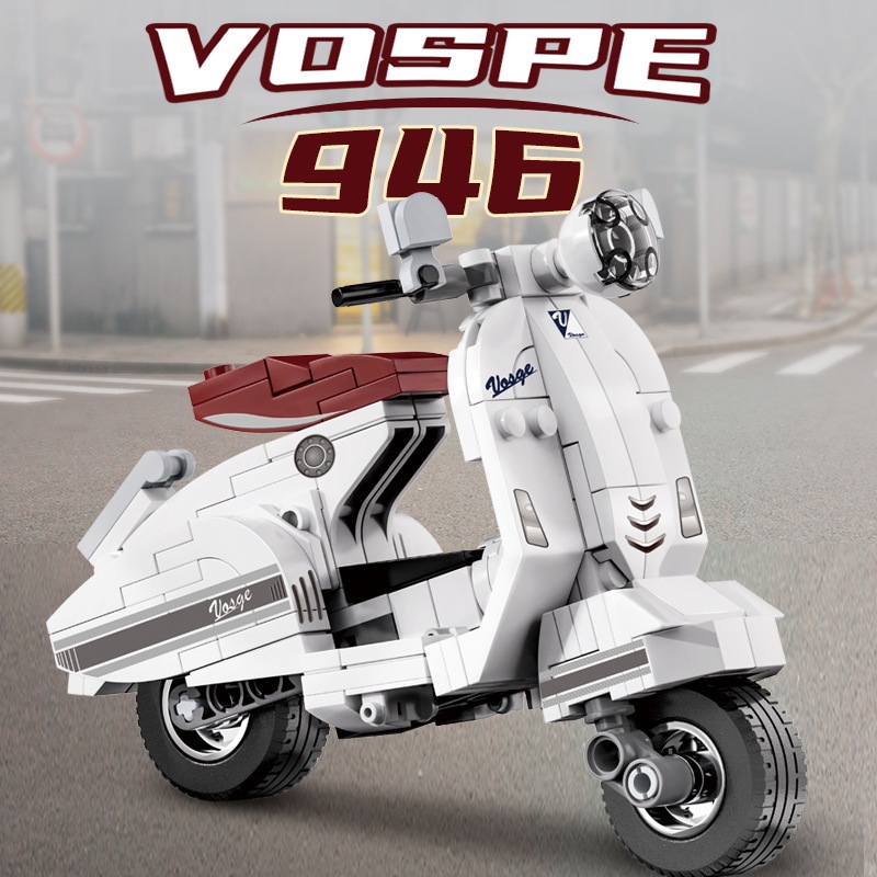 Bộ đồ chơi lắp ráp mô hình xe Vespa 946, Vespa cổ - Tiệm Gấu Thỏ