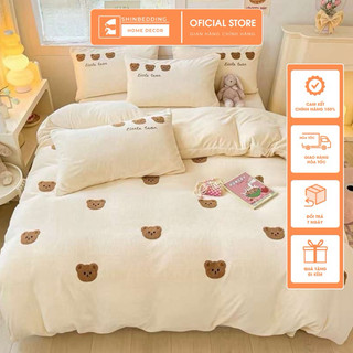 Set bộ vỏ chăn ga nỉ mịn thêu nhiều hoạ tiết dễ thương