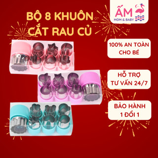 Bộ 8 Khuôn Cắt Tạo Hình Rau Củ Quả Bằng Thép Không Gỉ Cao Cấp Ấm Baby Khuôn Cắt Đa Năng, Tiện Dụng Ấm Gift Decor