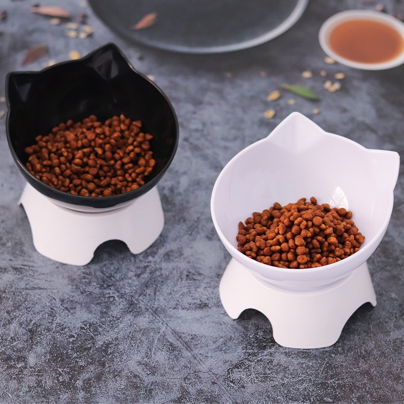 Bát Ăn Đơn Chống Gù Có Đế Nghiêng Thiết Kế Tai Mèo Sang Chảnh, Chén Ăn Cho Thú Cưng - Hery Pets
