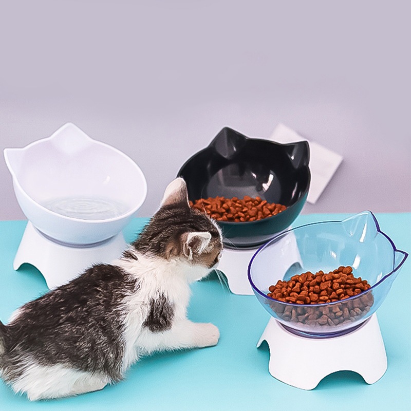 Bát Ăn Đơn Chống Gù Có Đế Nghiêng Thiết Kế Tai Mèo Sang Chảnh, Chén Ăn Cho Thú Cưng - Hery Pets